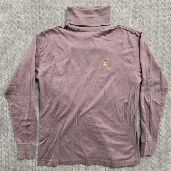 Vintage Ralph Lauren Medium Mauve Long Sleeve Cotton Turtleneck Shirt Unisex - Picture 2 of 12